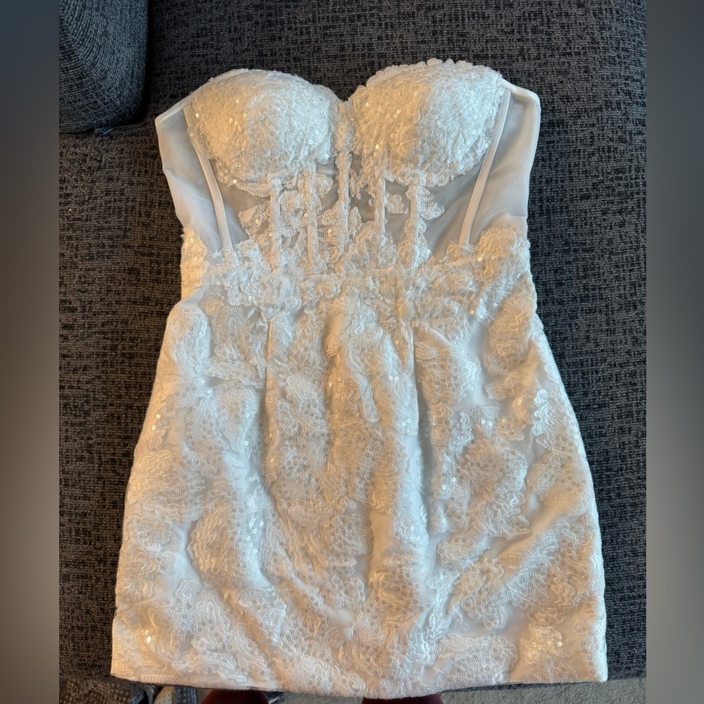 Flirty White Strapless Dress with Corset